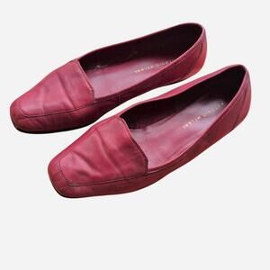 90s Antonio Melani Burgundy Leather Square Toe Flats 9 Wide